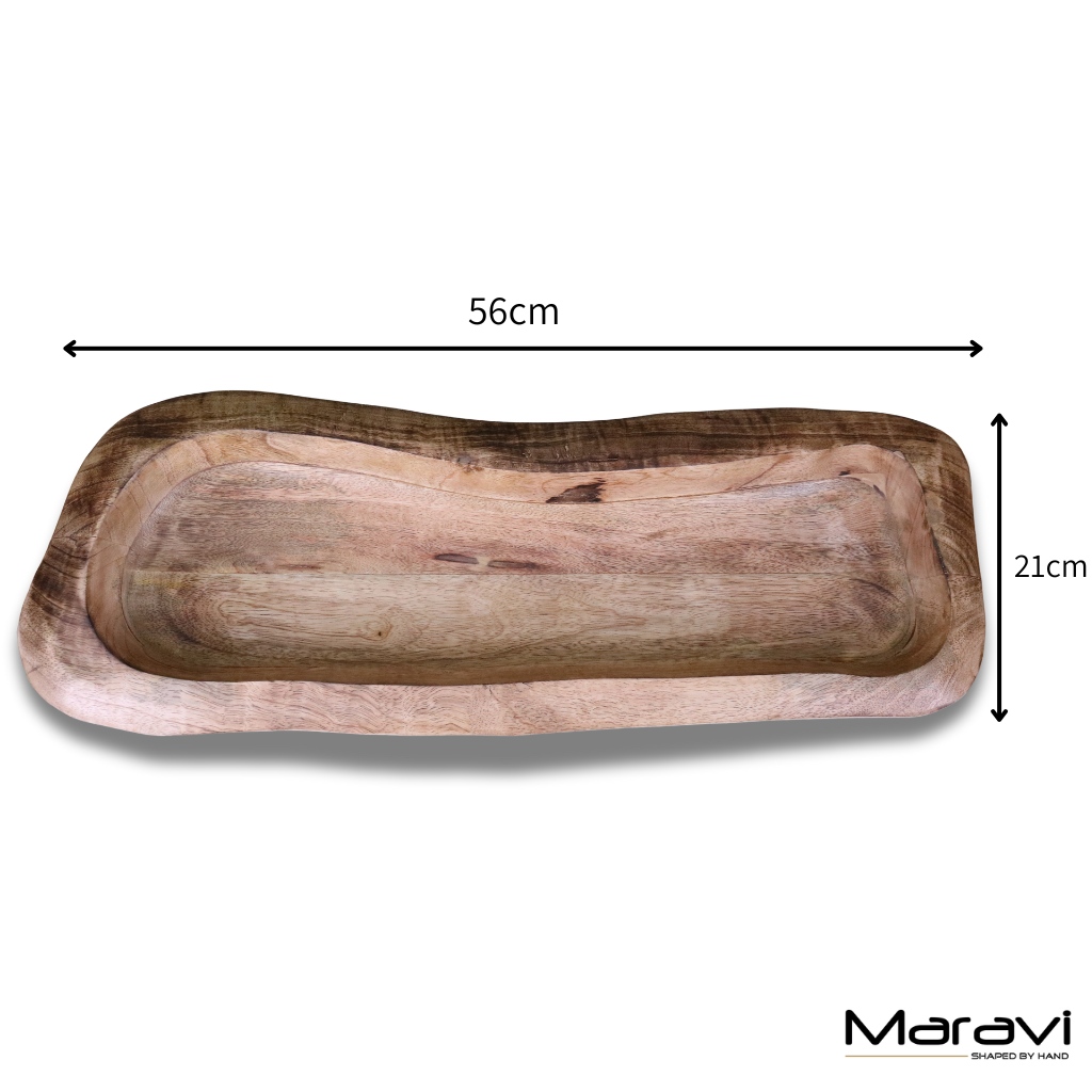 Nalita Wooden Dough Bowl Serving Dish 57cm - Dimensions