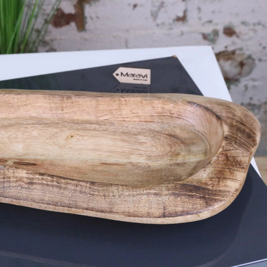 Nalita Wooden Dough Bowl Serving Dish 57cm - Closeup of Edge