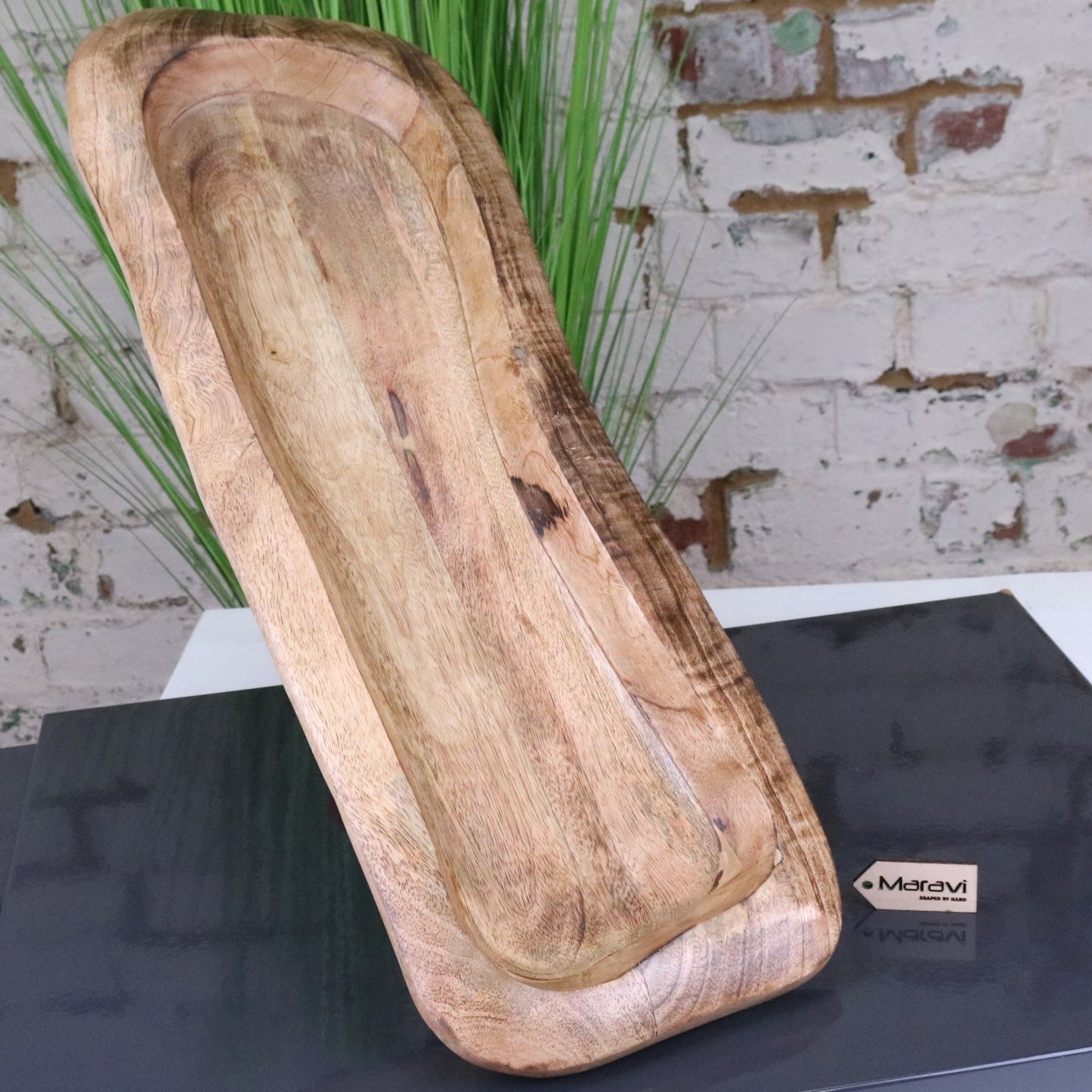 Nalita Wooden Dough Bowl Serving Dish 57cm - Front View