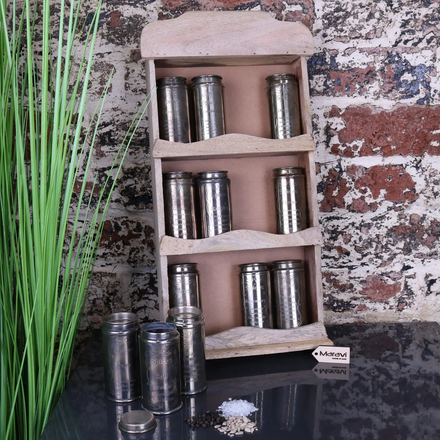 Namak Wooden Wall Mounted Spice Rack - Main Image