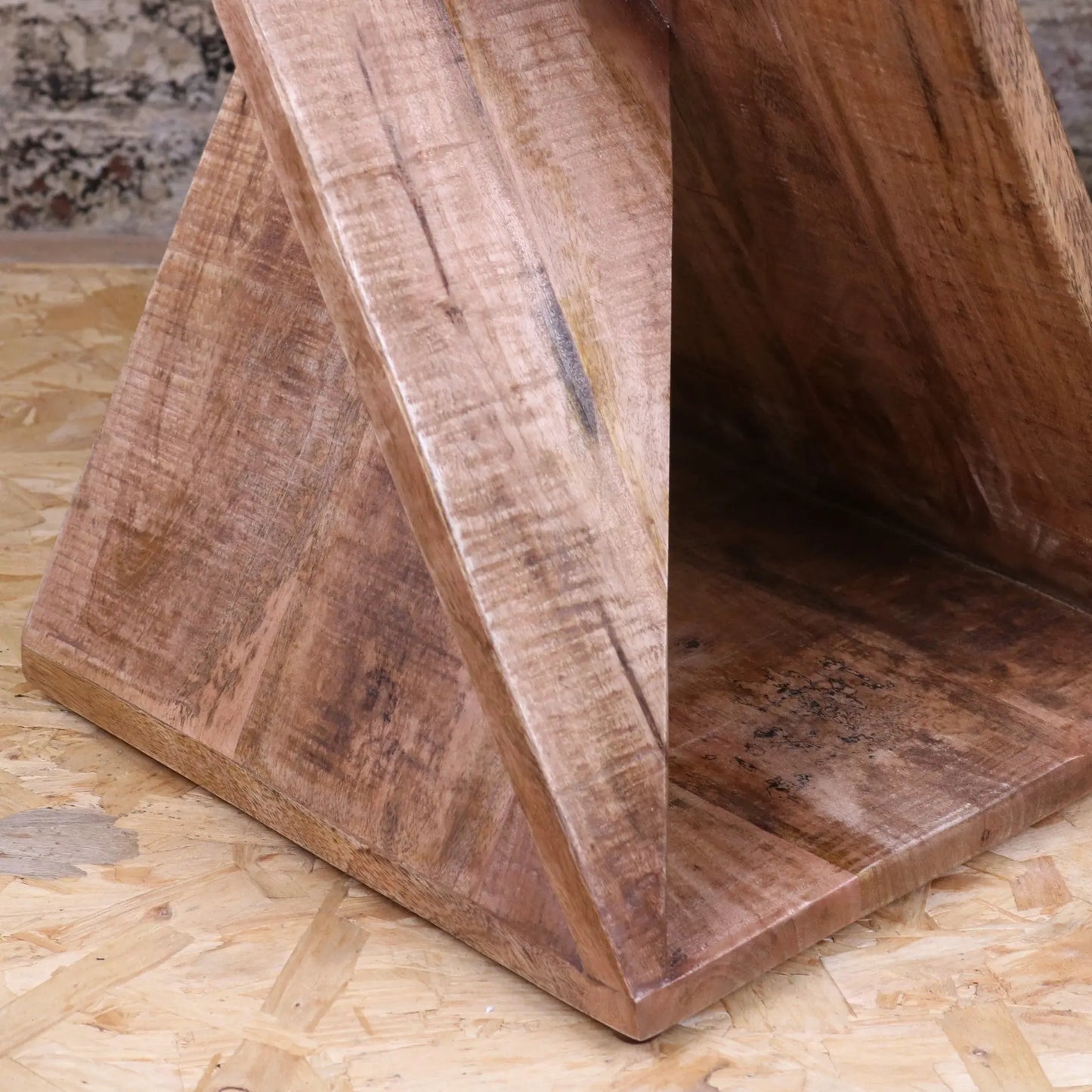 Nira Z-Shaped Side Table Mango Wood - Closeup of Base