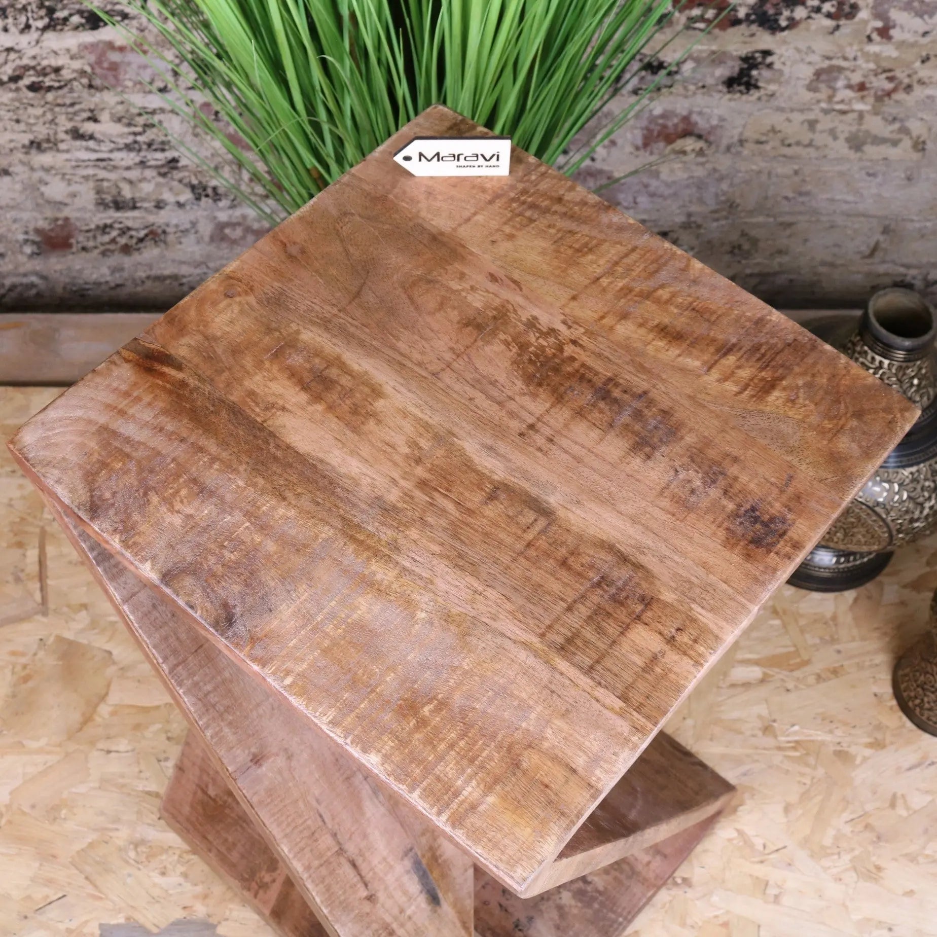 Nira Z-Shaped Side Table Mango Wood - Top View