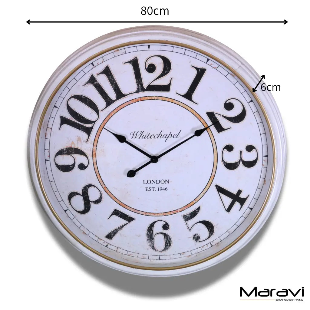 Nivara Antique Style Large Wall Clock 80cm - Dimensions