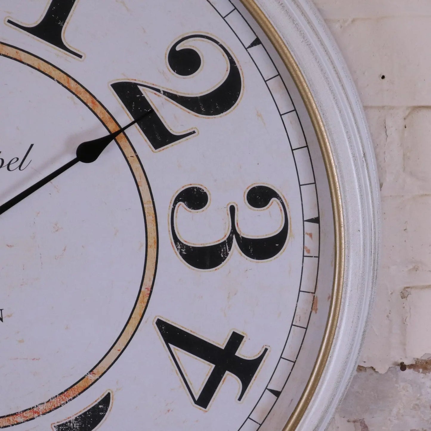 Nivara Antique Style Large Wall Clock 80cm - Closeup of Numbers