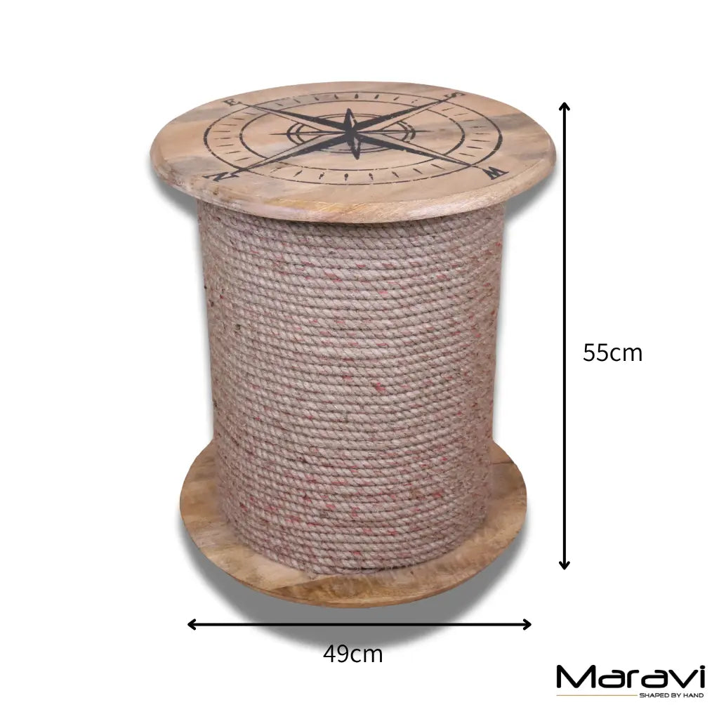 Noreya Rope Reel Nautical Table Compass Top - Dimensions