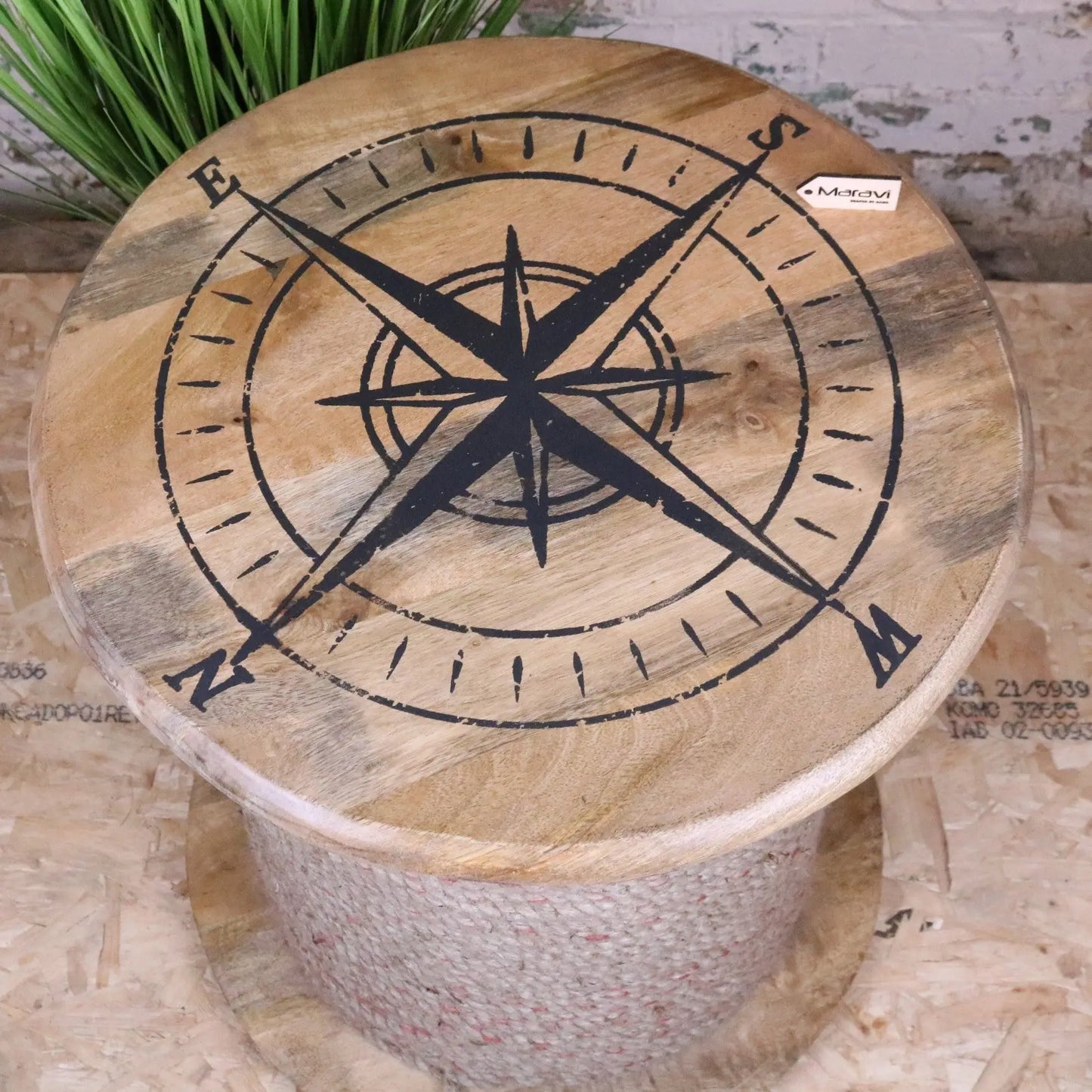 Noreya Rope Reel Nautical Table Compass Top - Top View