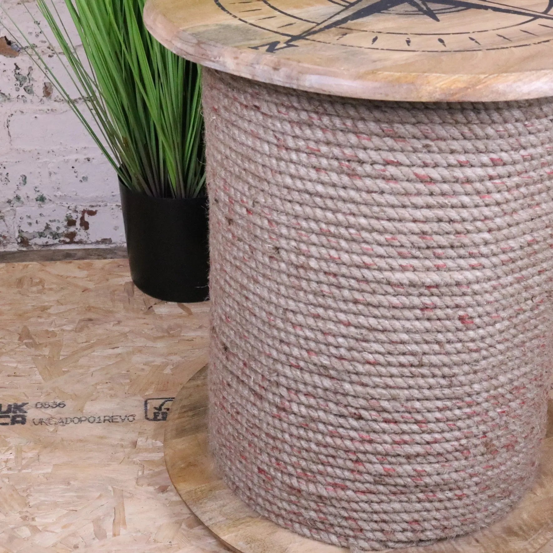 Noreya Rope Reel Nautical Table Compass Top - Side View