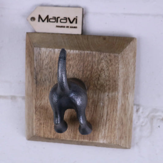 Odhari Dog Tail Hooks Set of 2 Silver - Angled Side View