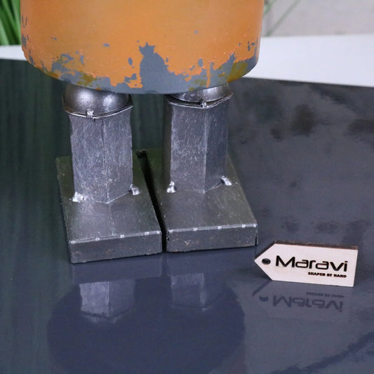 Orange Robot Ornament Springy Bobble Body - Closeup of Feet