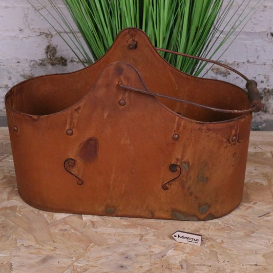 Rohira Basket Style Rusty Planters Set of 2 - Showing Large Planter