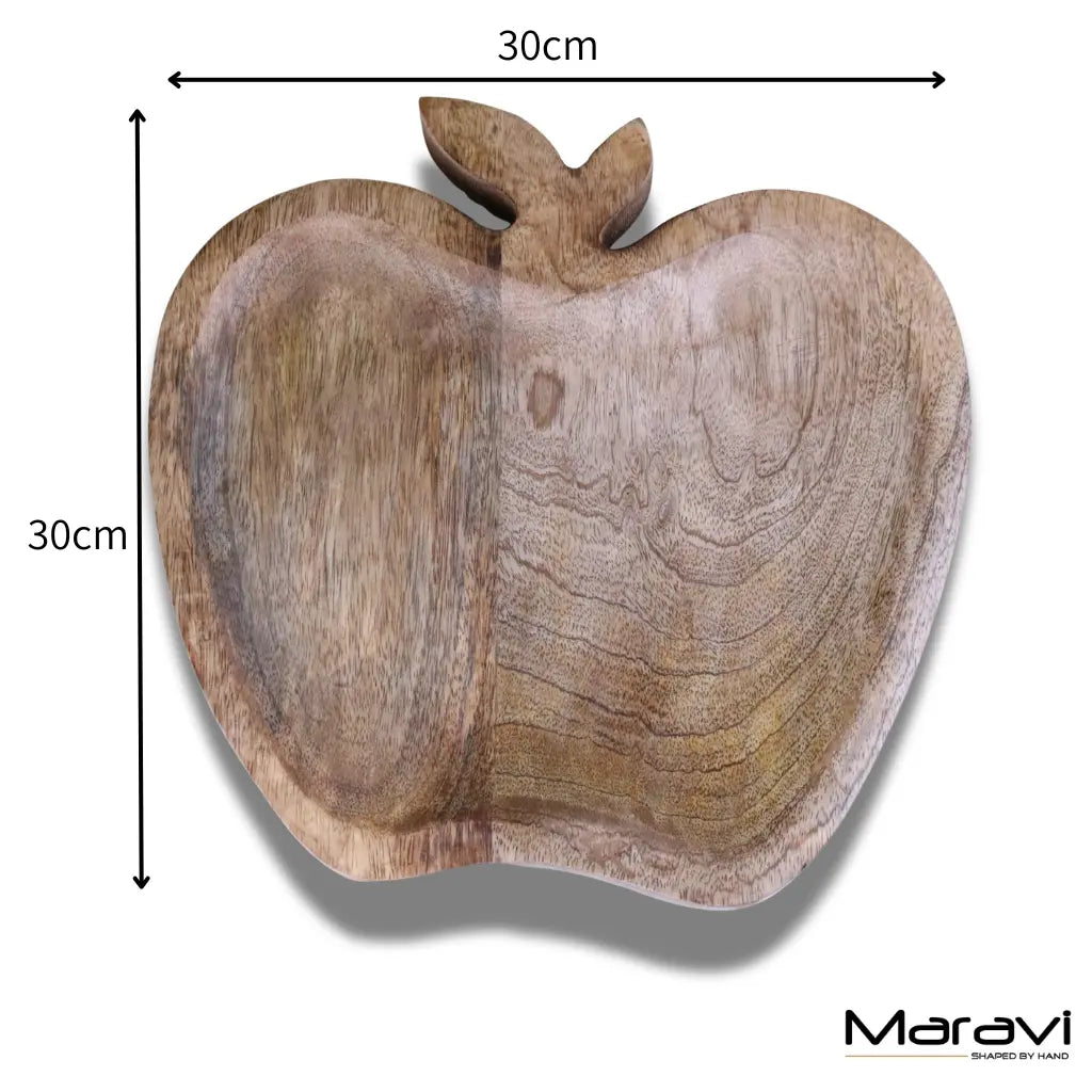 Saif Apple Shaped Tray Mango Wood -Dimensions