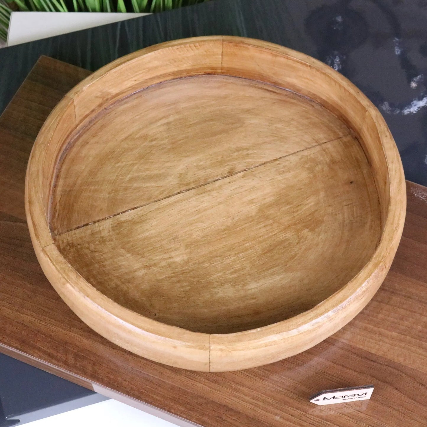 Segti Wooden Fruit Wood Bowl Tray - Top View