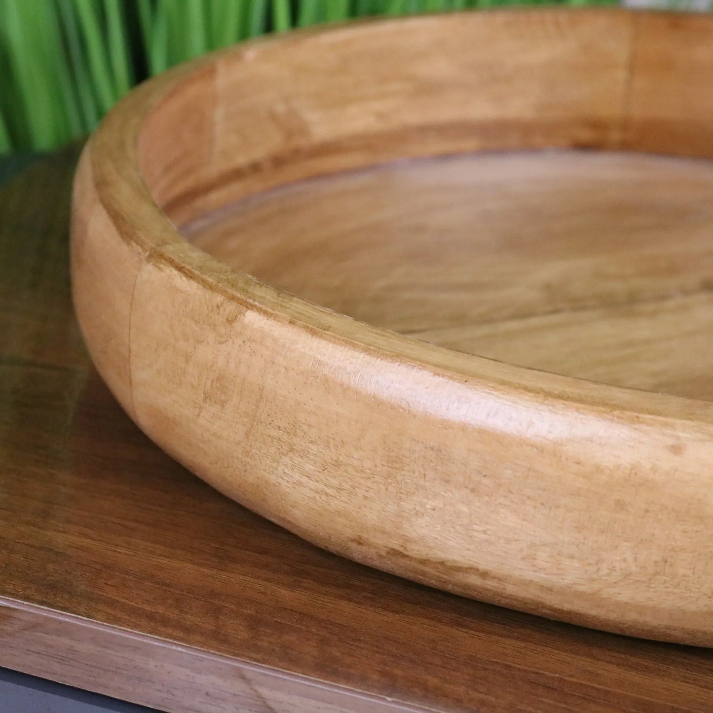 Segti Wooden Fruit Wood Bowl Tray - Closeup of Left Half