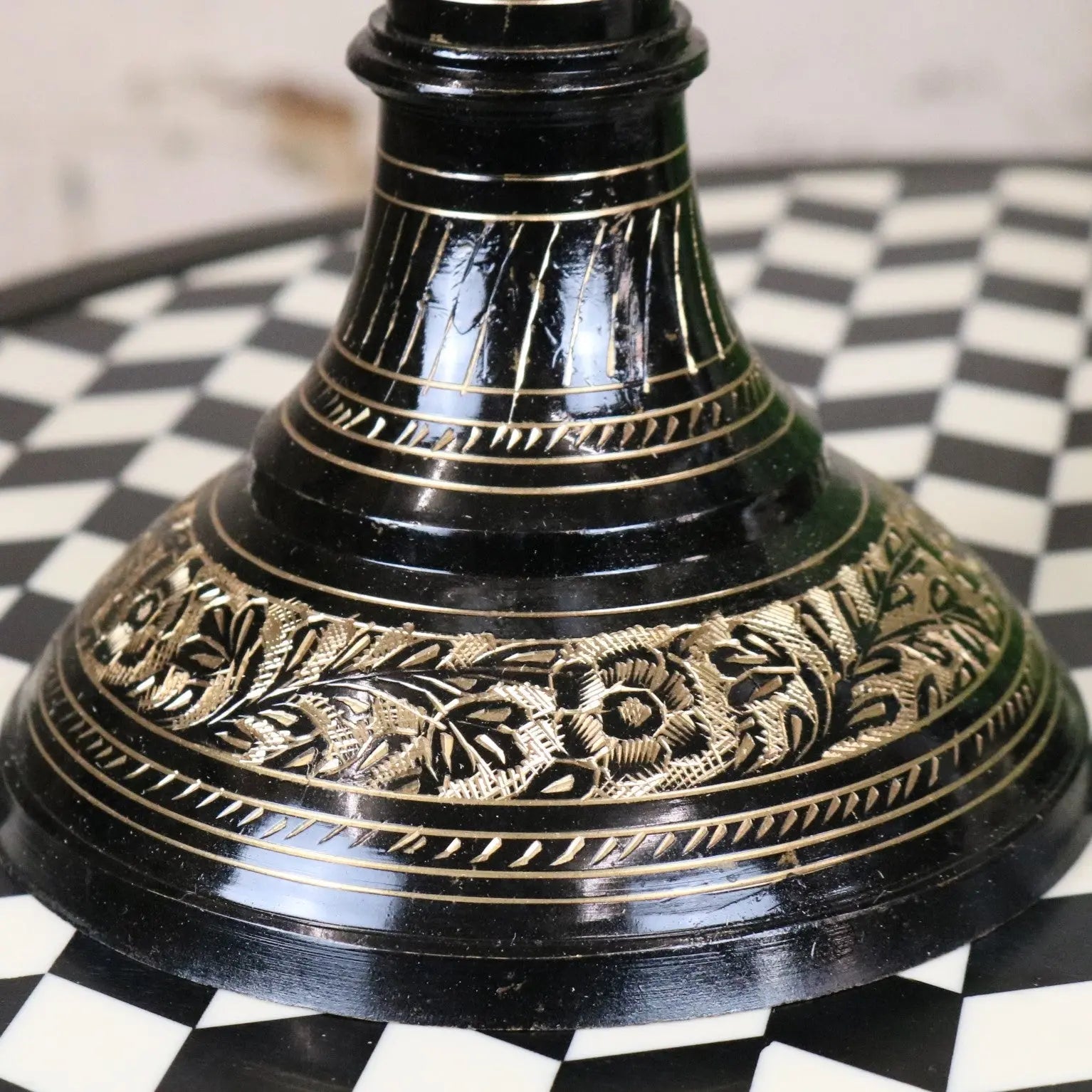 Set of 2 Black Etched Brass Vases 40cm and 50cm - 40cm Vase Base