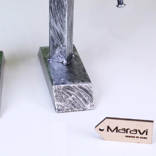 Silver Robot Ornament Springy Rectangular Bobble Head Maravi