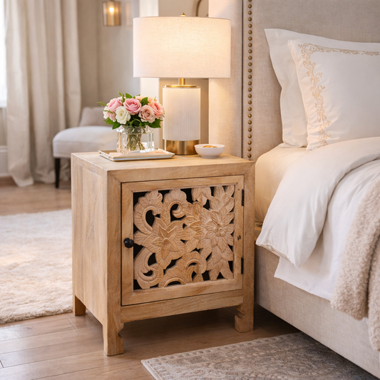 Somira Mango Wood Bedside Cabinet - Lifestyle Image