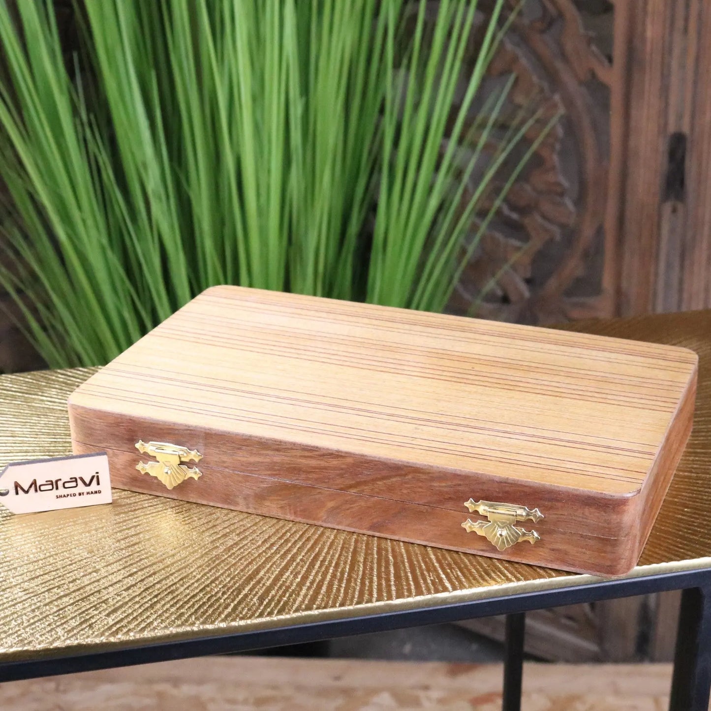 Taksha Wooden Backgammon Board Game - Closed Board