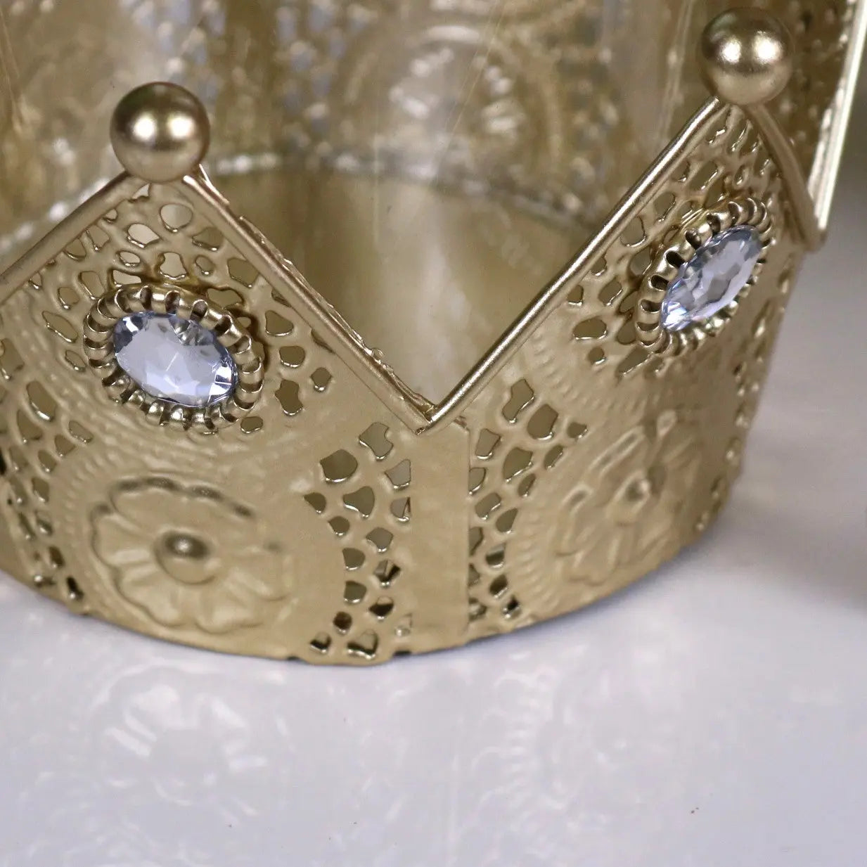 Talika Crown Candle Holder Set of 2 - Closeup of Punched Out Design