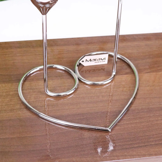 Tansari Heart Candle Holder Chrome Metal - Closeup of Base