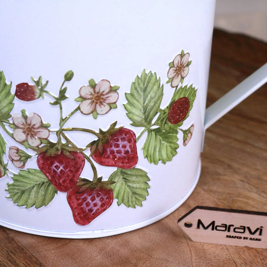 Thaniya Strawberry Field Watering Can Planter - Closeup of Strawberry Design