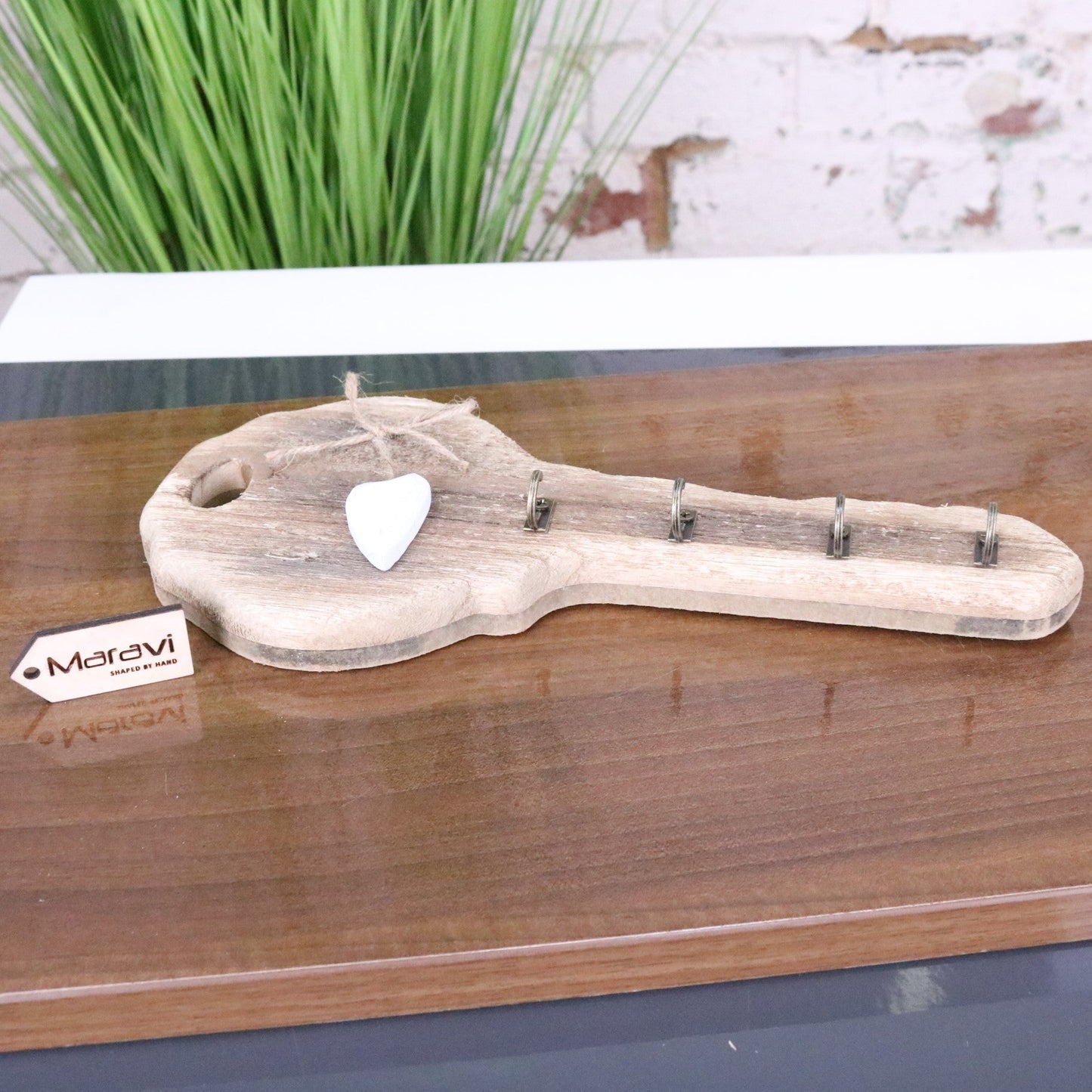 Torani Wooden Key Shape Key Holder - Side View