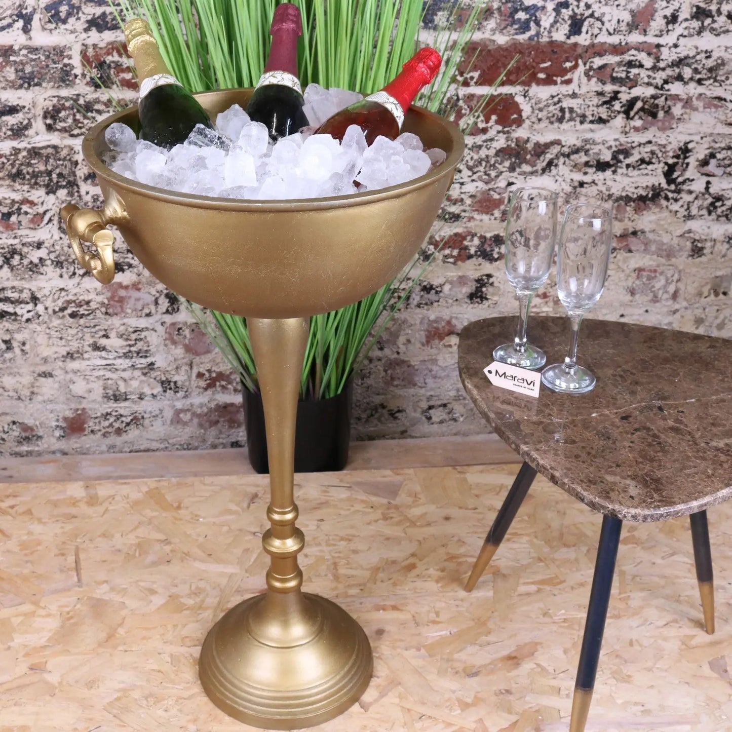 Tumbani Floor Standing Gold Champagne Ice Bucket Tub - Main Image