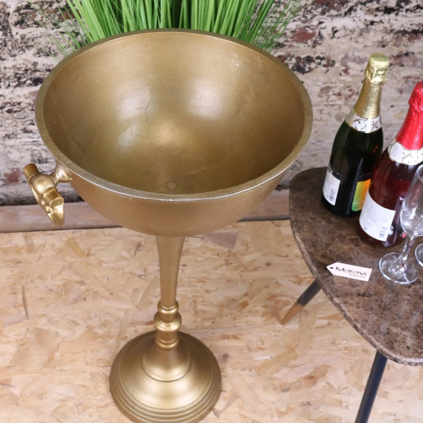 Tumbani Floor Standing Gold Champagne Ice Bucket Tub - Top View