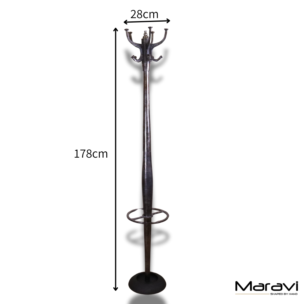 Ural Vintage Metal Coat Stand Gunmetal Colour - DImensions