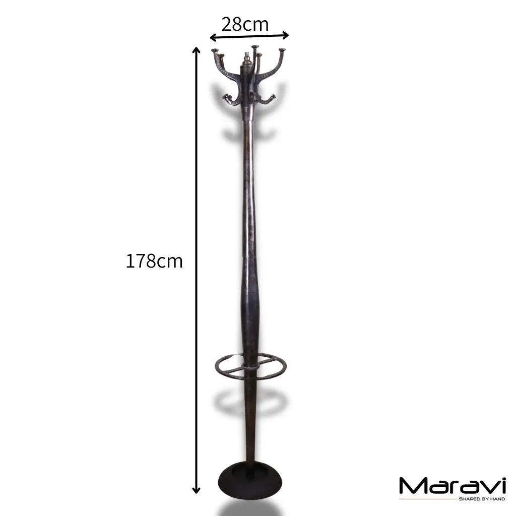 Ural Vintage Metal Coat Stand Gunmetal Colour - DImensions