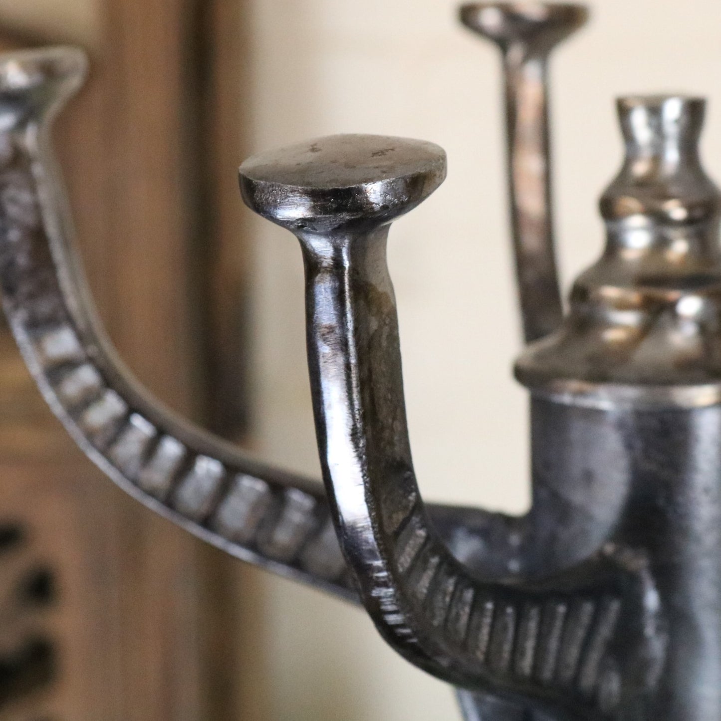 Ural Vintage Metal Coat Stand Gunmetal Colour - Closeup of Hook