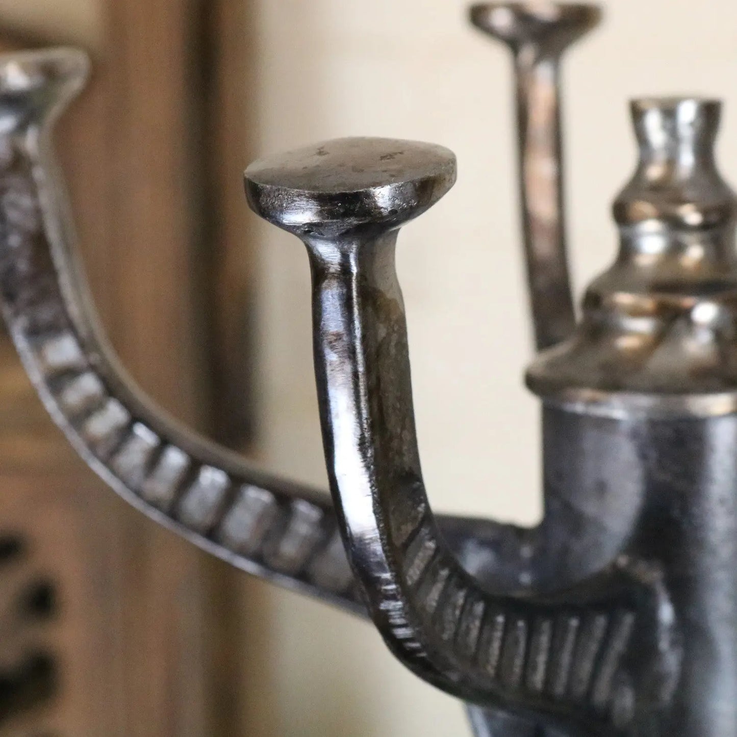 Ural Vintage Metal Coat Stand Gunmetal Colour - Closeup of Hook