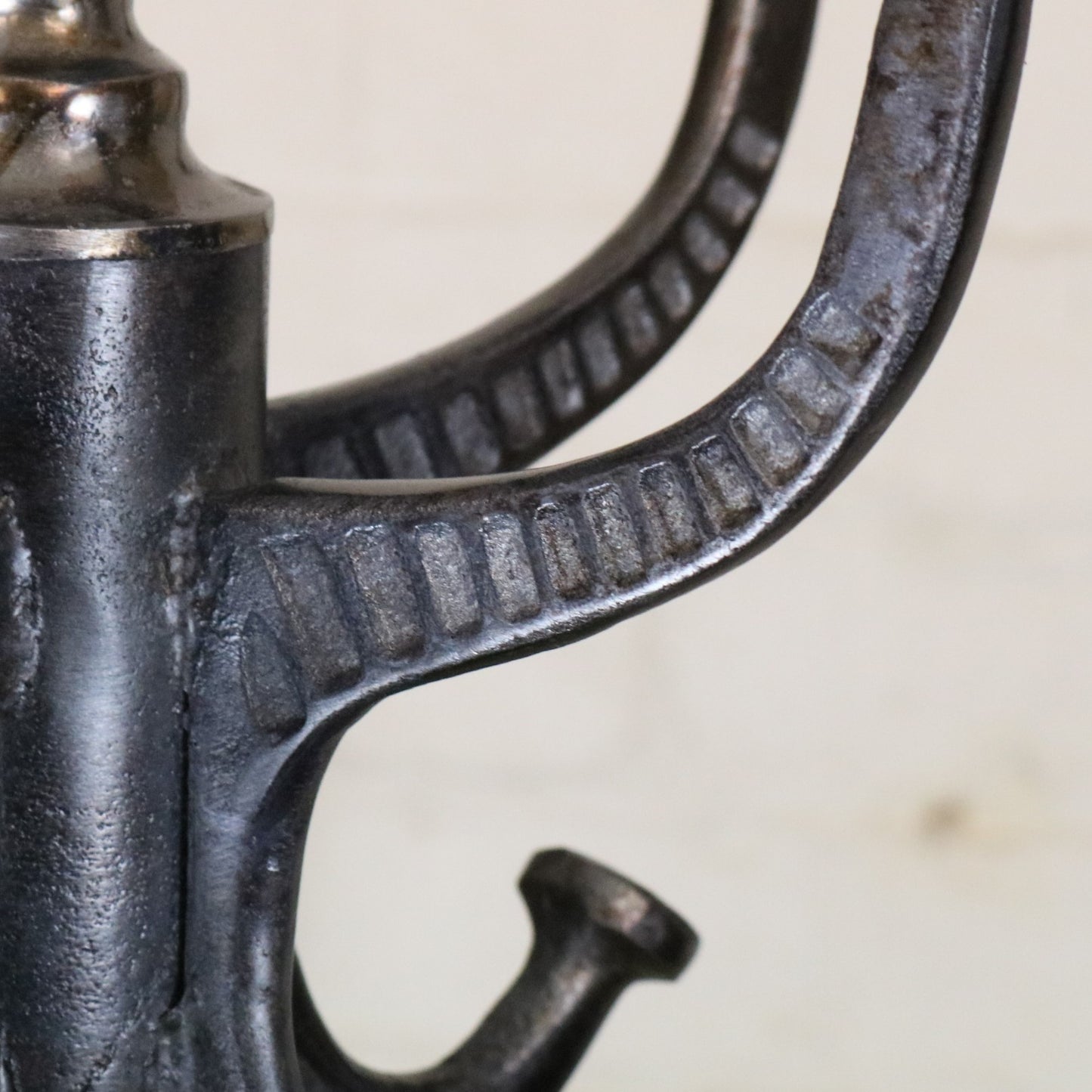Ural Vintage Metal Coat Stand Gunmetal Colour - Closeup of Design on Hook