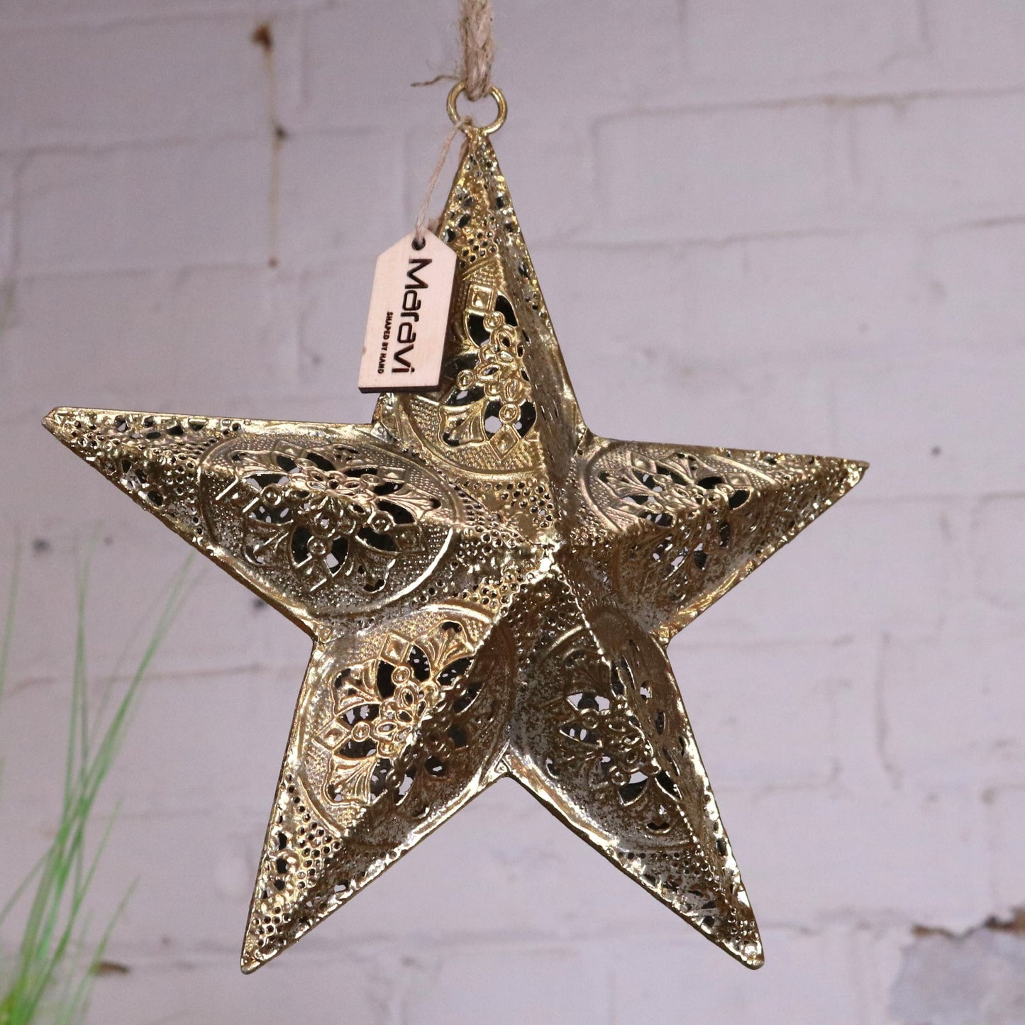Varnika Metal Hanging Star Decoration Gold - Underside View