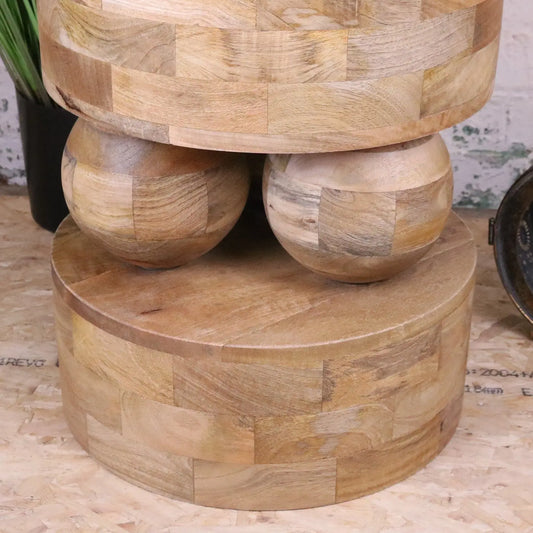 Varuni Mango Wood Side Table - Zoomed in to lower half