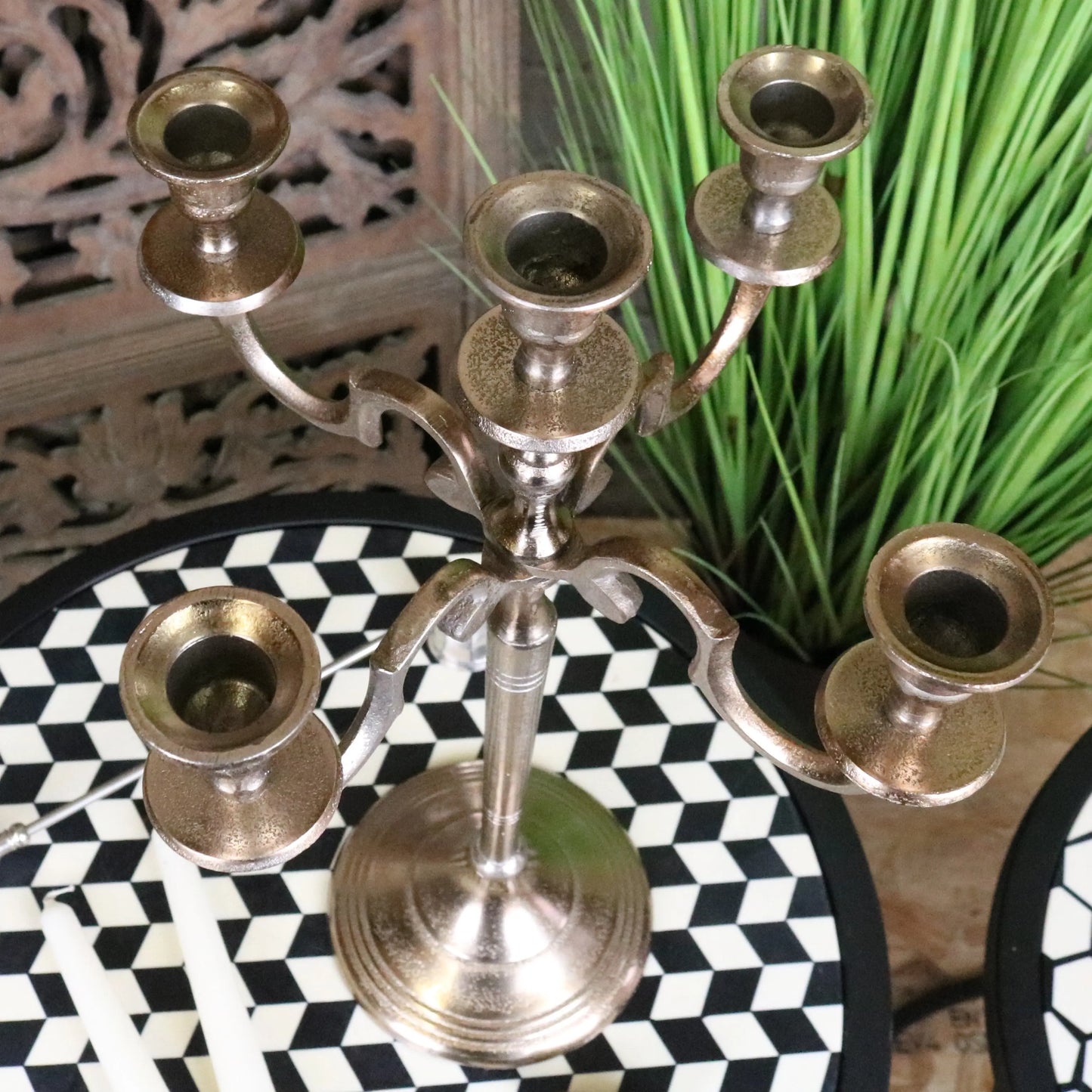 Veeha Candelabra Centerpiece 5 Candle Holder 40cm Champagne Gold - Top View