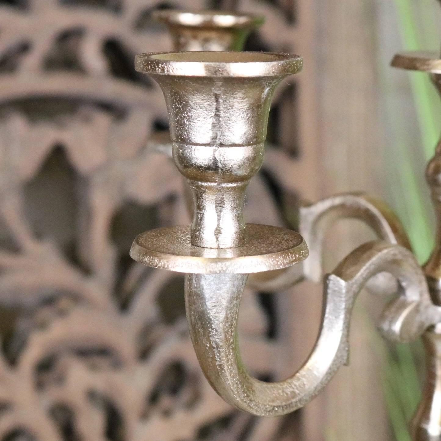 Veeha Candelabra Centerpiece 5 Candle Holder 40cm Champagne Gold - Closeup of Candle Holder