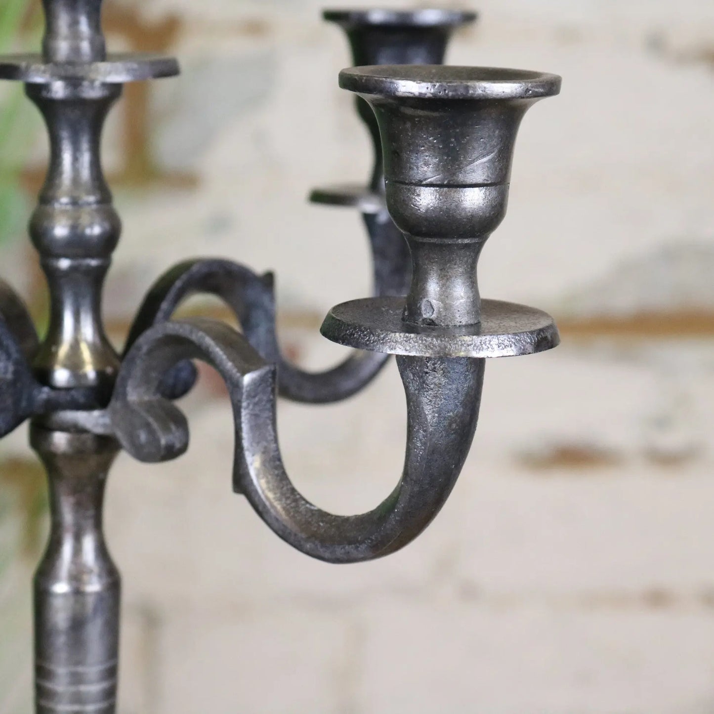Veeha Candelabra Centerpiece 5 Candle Holder 40cm Gunmetal Silver - Closeup of Candle Holder