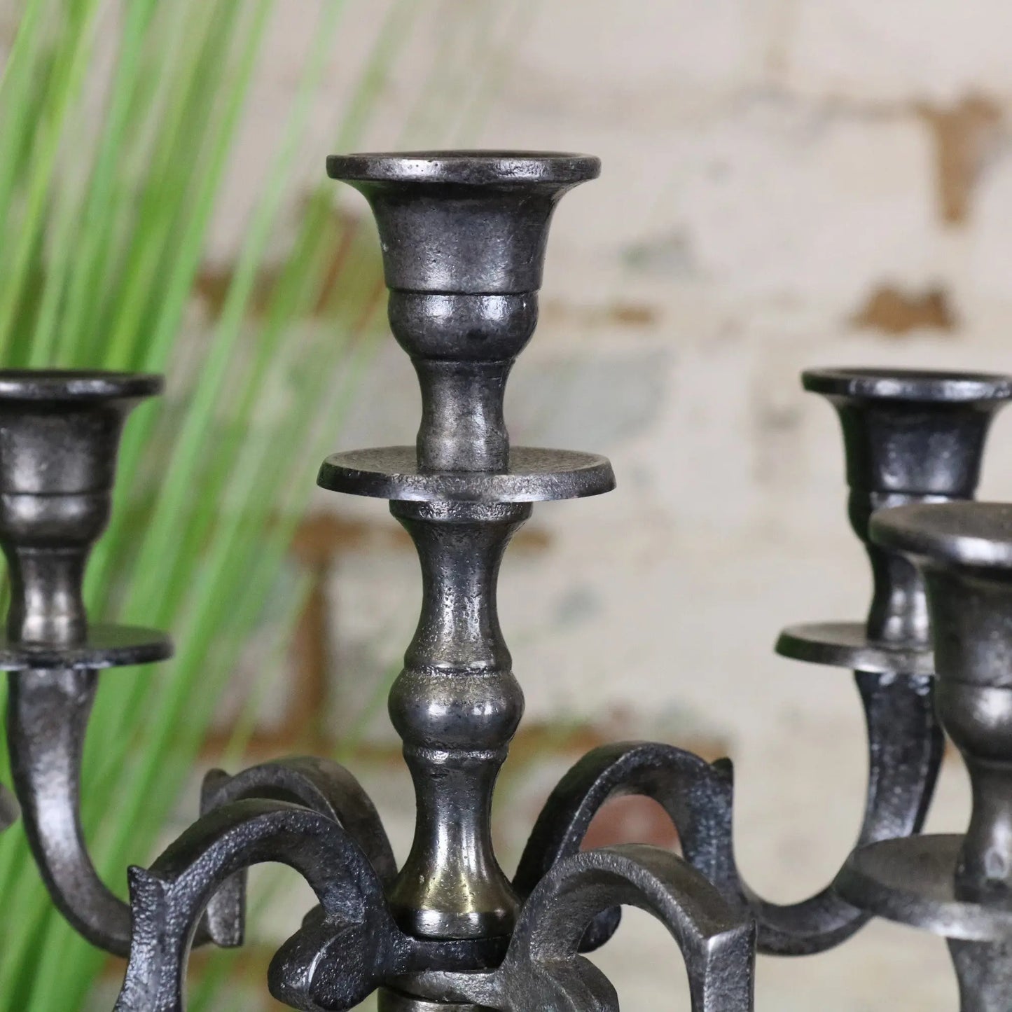 Veeha Candelabra Centerpiece 5 Candle Holder 40cm Gunmetal Silver - Central Candle Holder