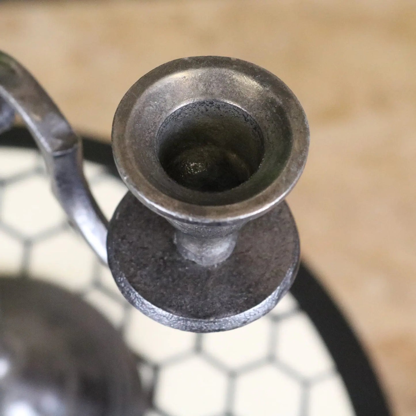 Veeha Candelabra Centerpiece 5 Candle Holder 40cm Gunmetal Silver - Top View of Candle Holder