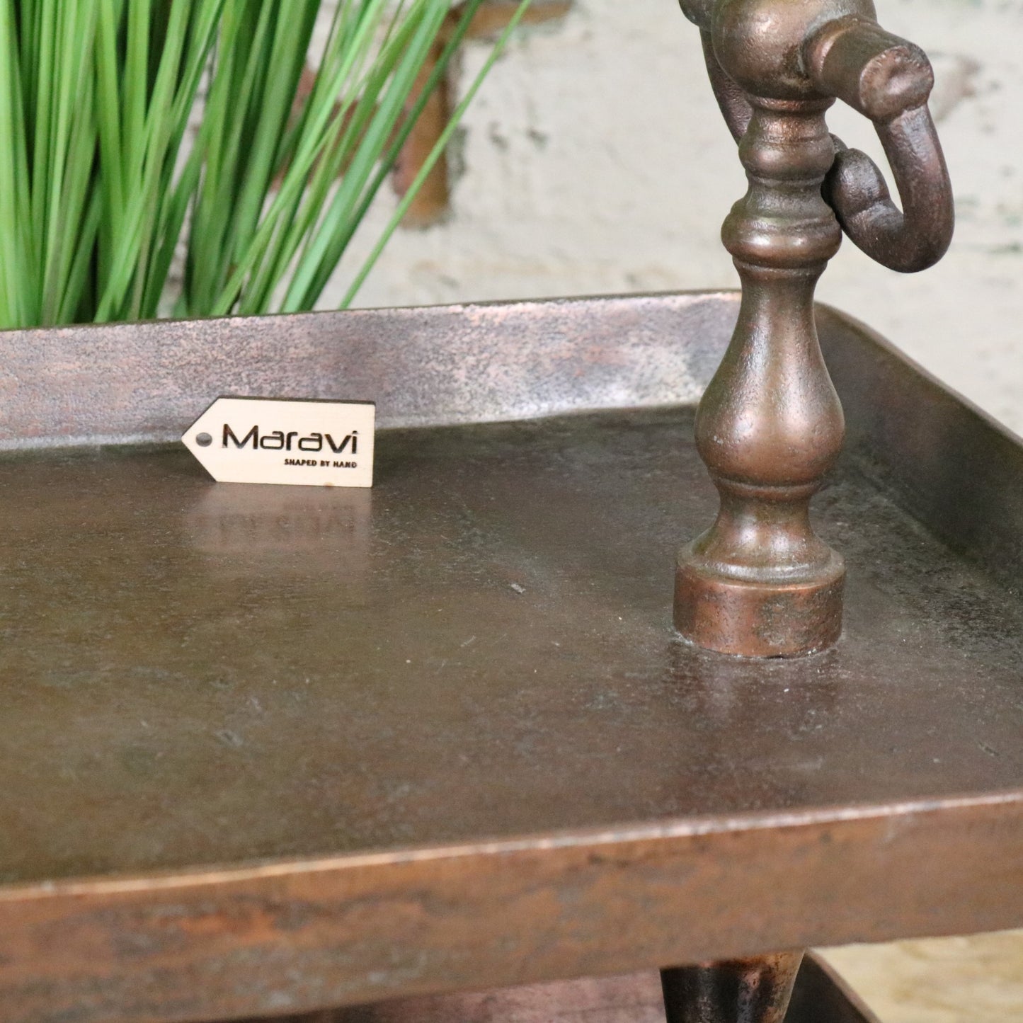 Vintage 2 Tier Serving Tray Copper - Closeup of Handle 2