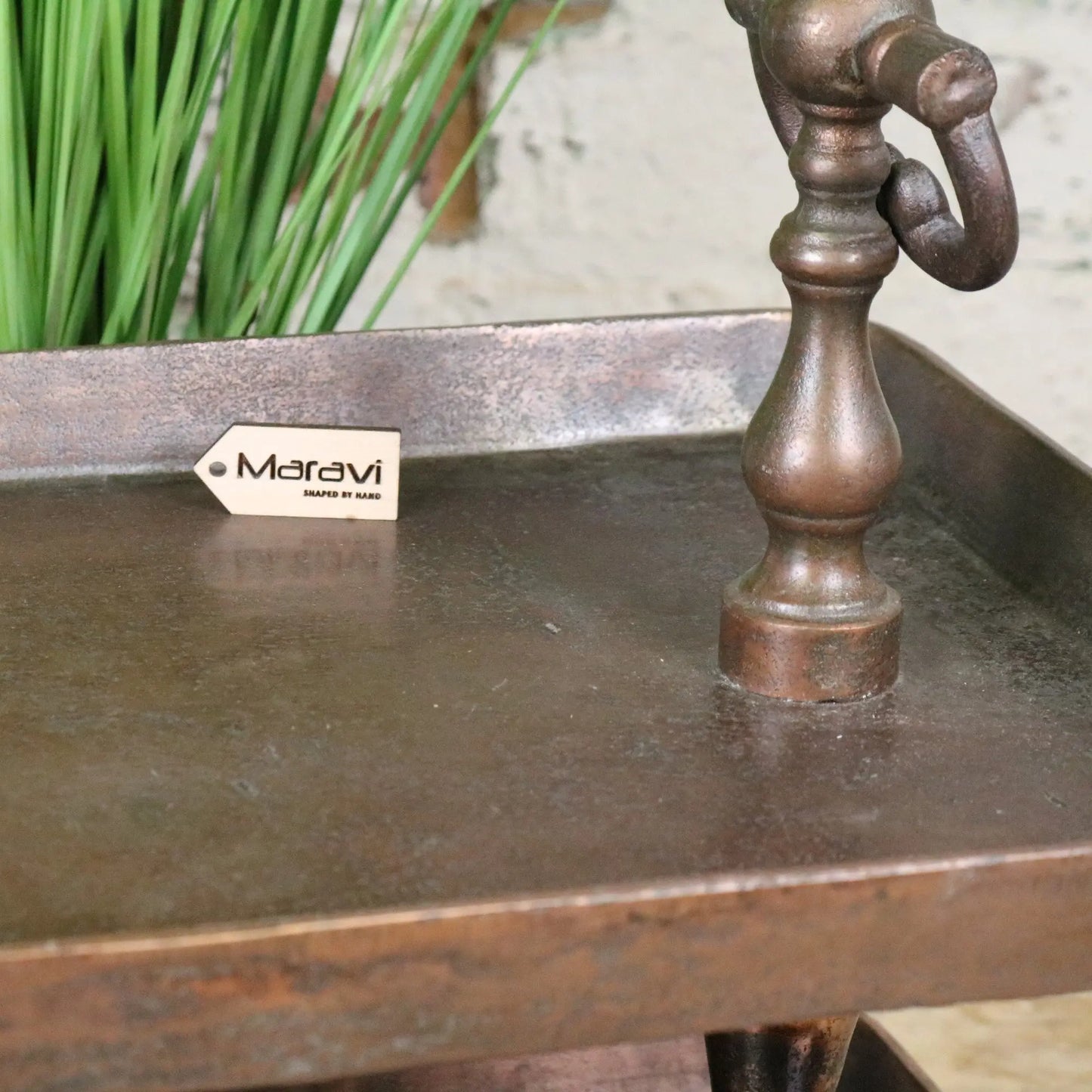 Vintage 2 Tier Serving Tray Copper - Closeup of Handle 2