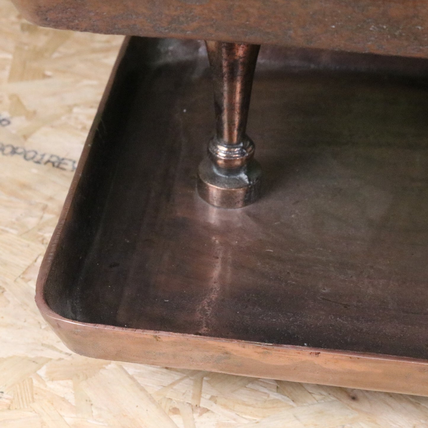Vintage 2 Tier Serving Tray Copper - Closeup of Tray Edge