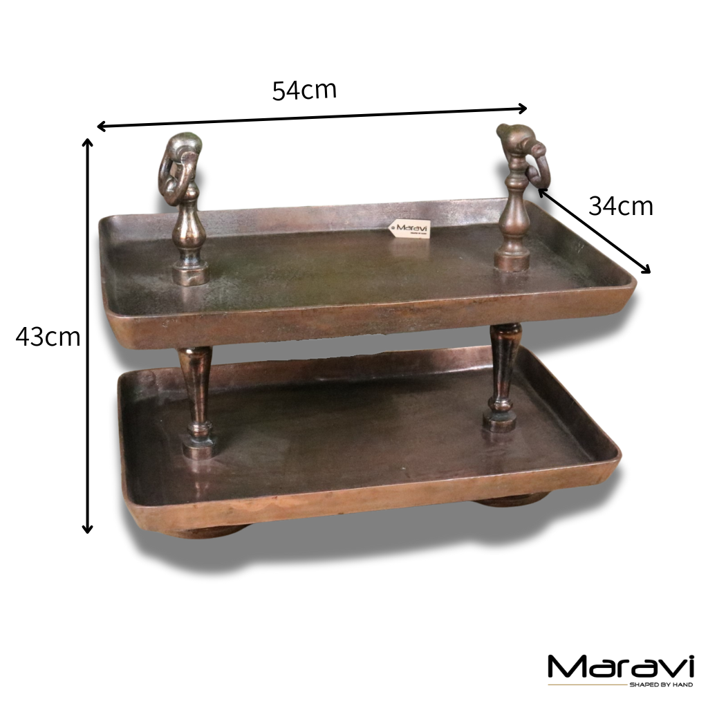 Vintage 2 Tier Serving Tray Copper - Dimensions