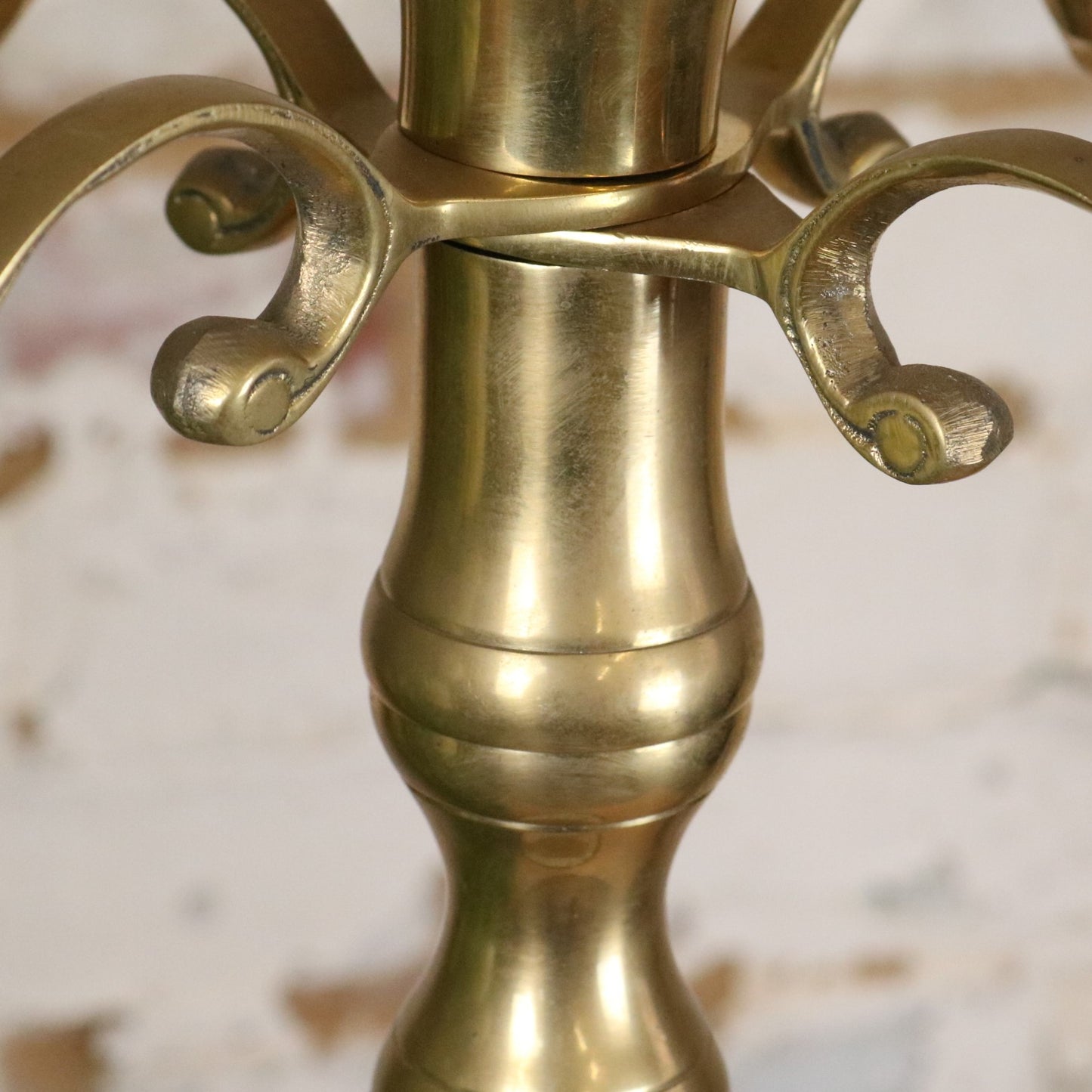 Vintage Brass Candelabra 100cm 5 Candle - Closeup Candle Holder without Candle - Closeup of Arm Intersection