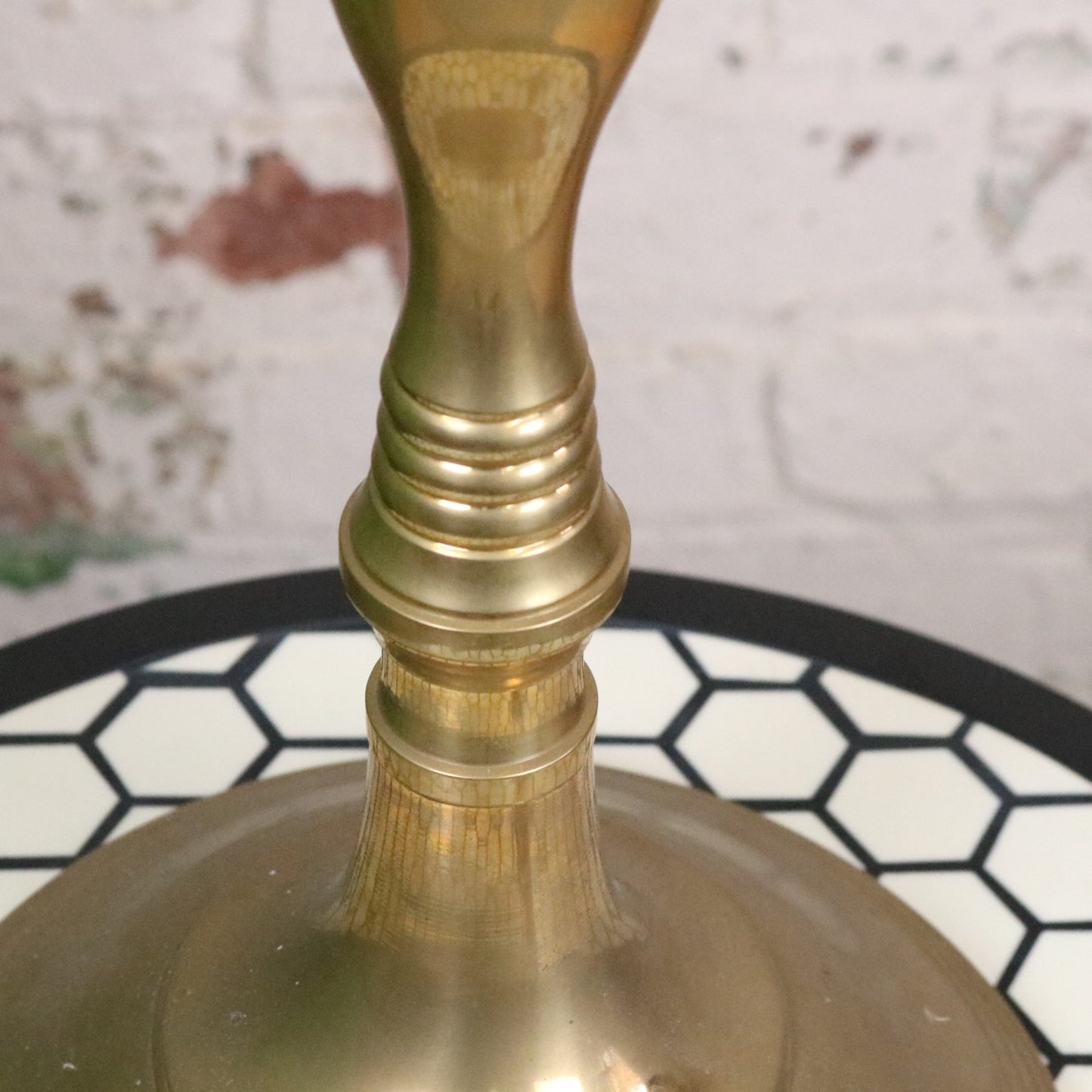 Vintage Brass Candelabra 100cm 5 Candle - Closeup Candle Holder without Candle - Closeup of Central Pedestal
