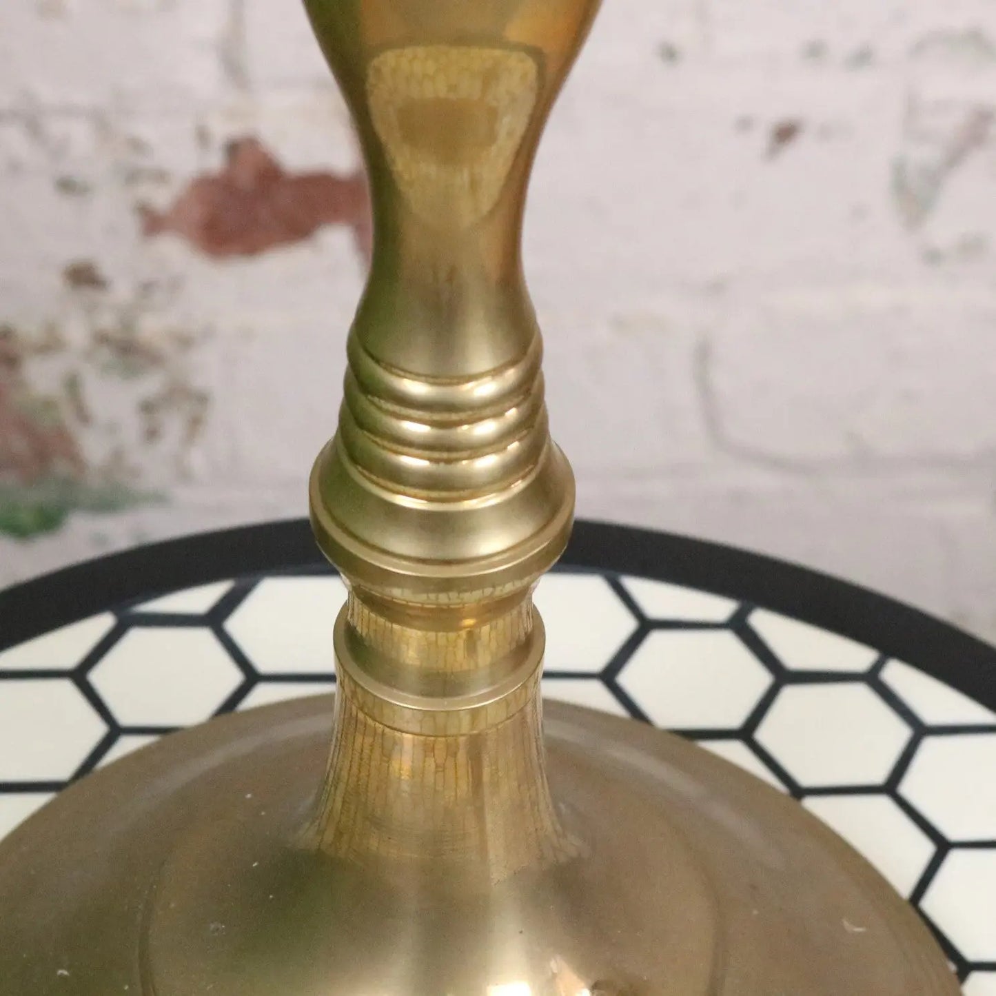 Vintage Brass Candelabra 100cm 5 Candle - Closeup Candle Holder without Candle - Closeup of Central Pedestal