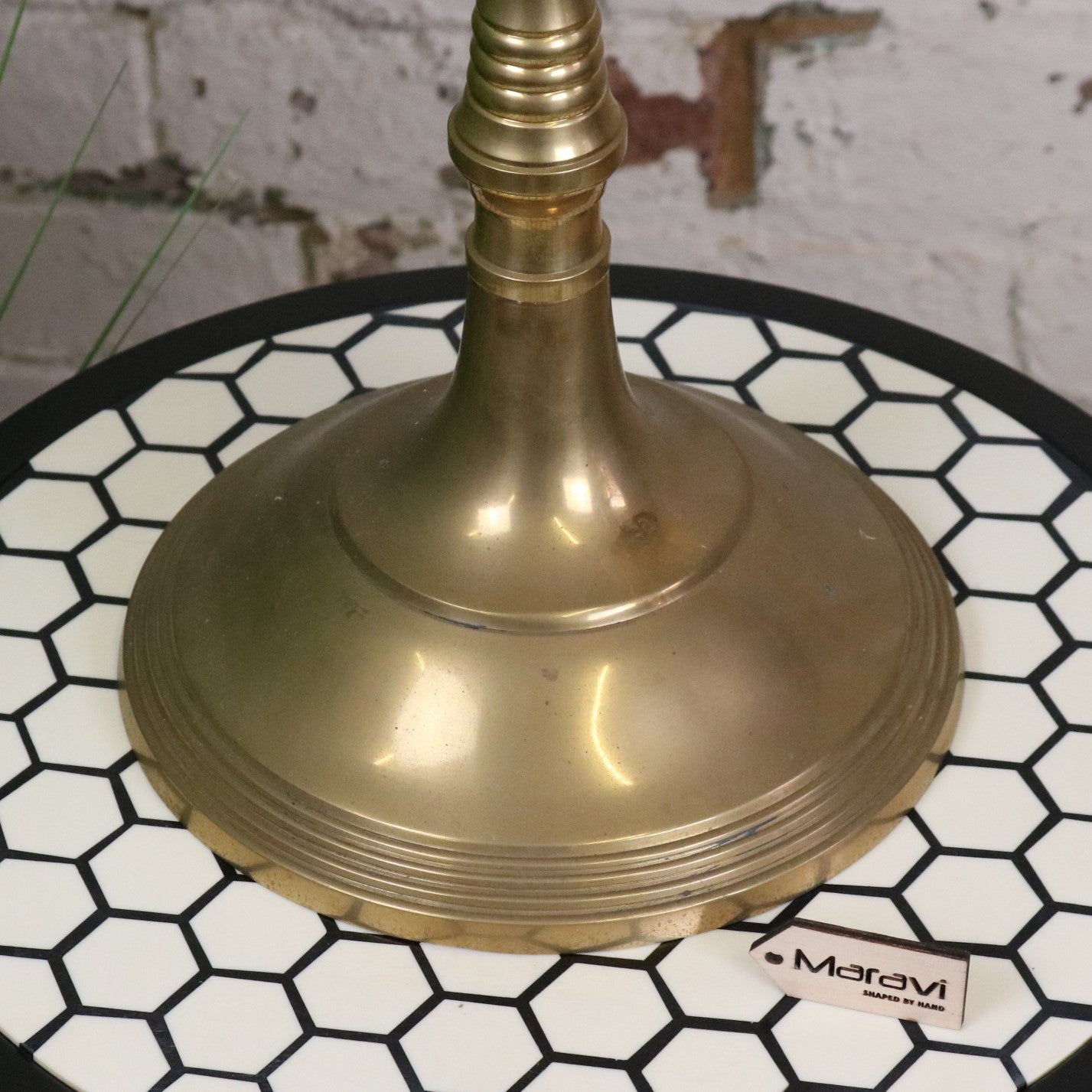 Vintage Brass Candelabra 100cm 5 Candle - Closeup of Base