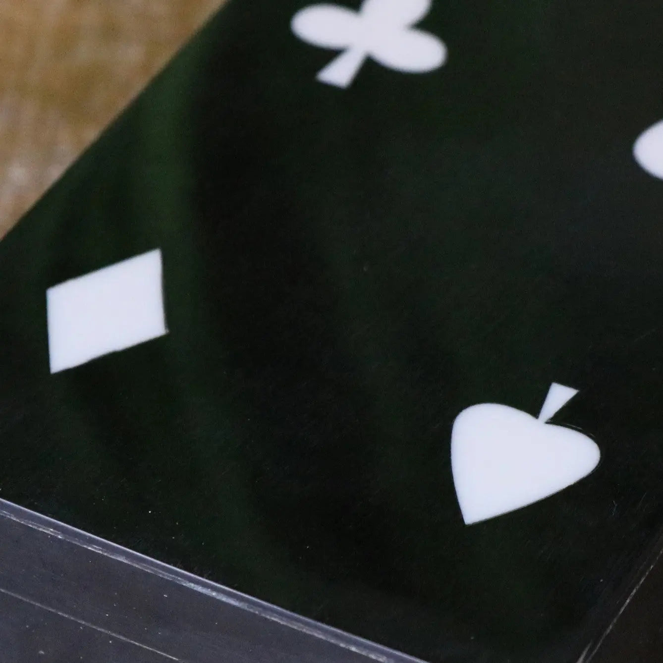 Zarita Luxury Playing Card Box Black and White - Black Box Closeup of Inlay