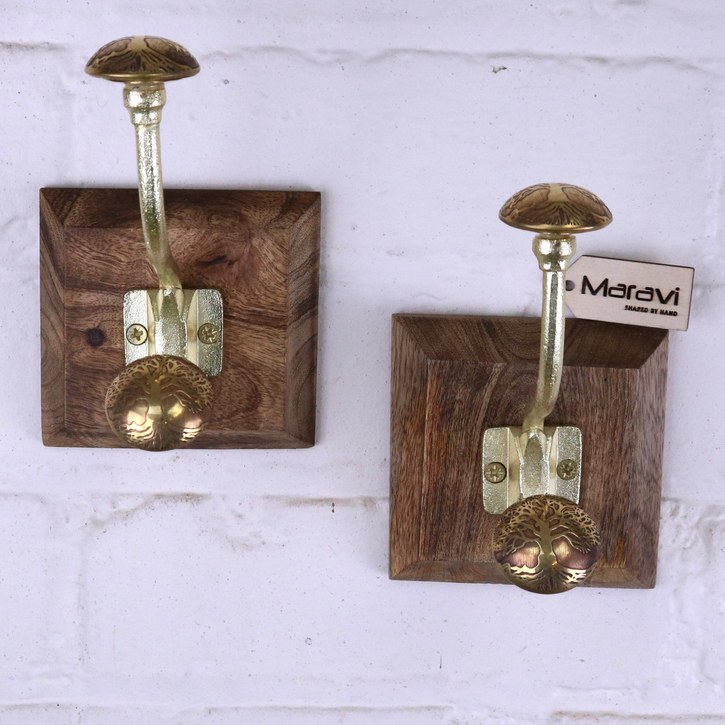 Zerika Antique Gold Coat Hooks Set of 2 - Main Image