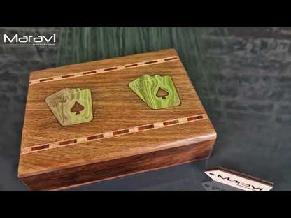 Begunia Double Wooden Playing Card Box With Playing Cards